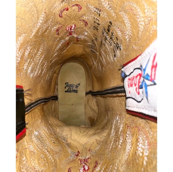 Rare Tony Lama Heart Embroidered Black Leather Sexy Western Boots Sz 7B - Picture 2 of 4